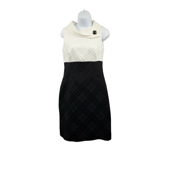 Tahari Dresses & Skirts - TAHARI BY ARTHUR LEVINE WOMENS SIZE 6 SLEEVELESS BLACK AND WHITE SHEATH DRESS